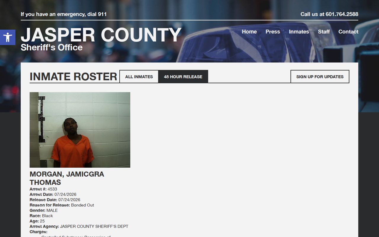 Jasper County released inmates official 48-hour record view