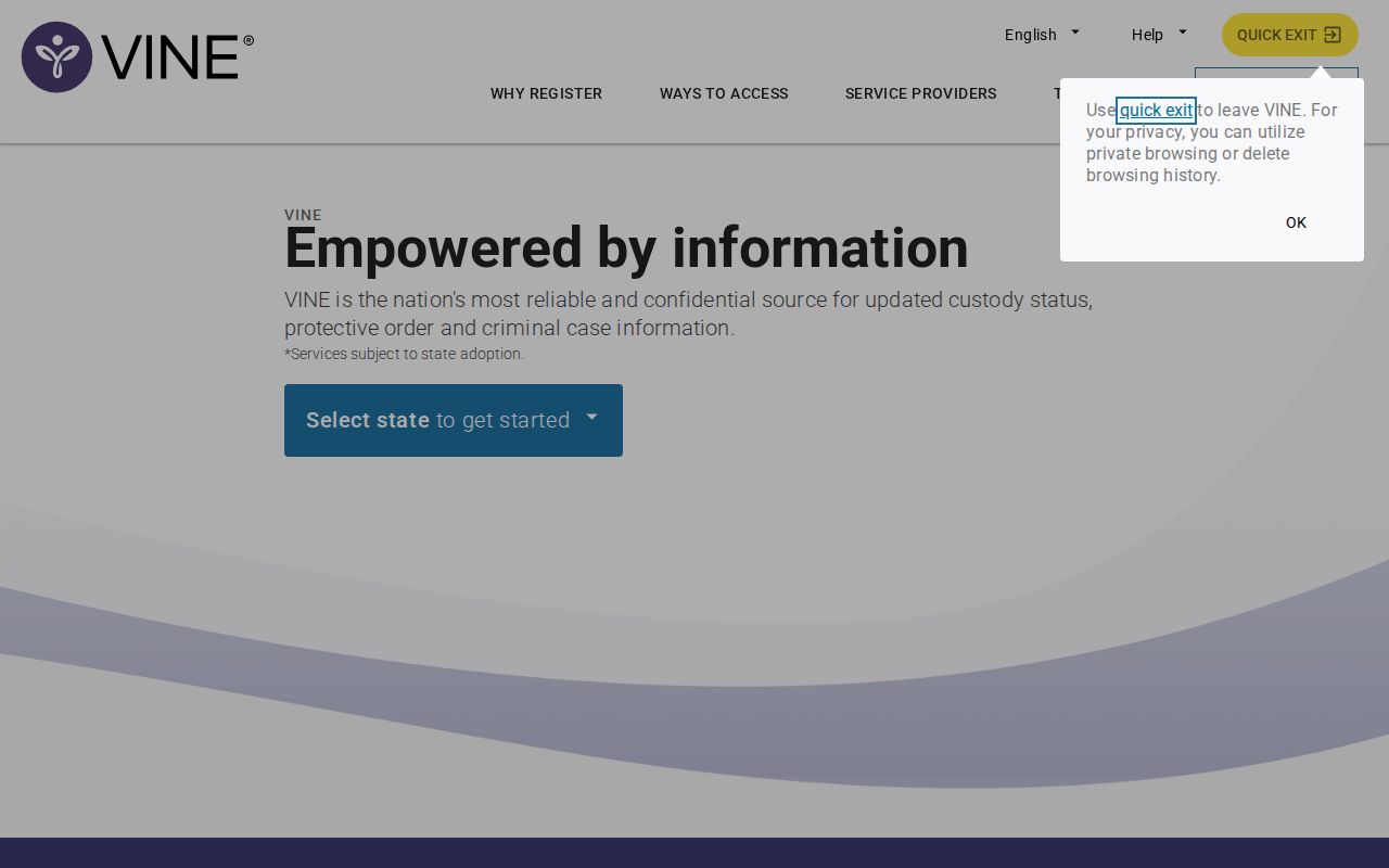 Jasper County VINE inmate check and release notification interface